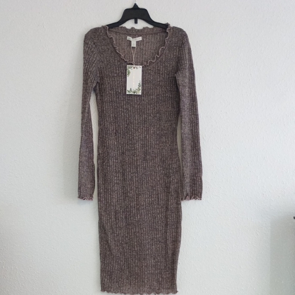 Chelsea & Violet Brown Bodycon Dress with Long Sleeves Size Small